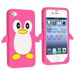 Wholesale iPhone 4S/4 3D Penguin Case (Hot Pink)